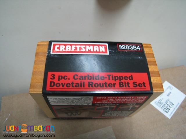 Craftsman 3-piece Carbide Tipped Dovetail Router Bit Set
