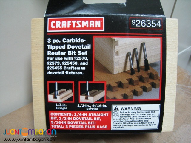 Craftsman 3-piece Carbide Tipped Dovetail Router Bit Set