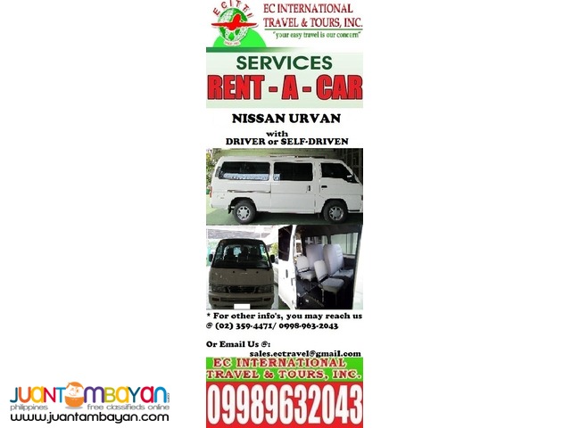 Nissan Urvan for HIRE Nissan Urvan for HIRE