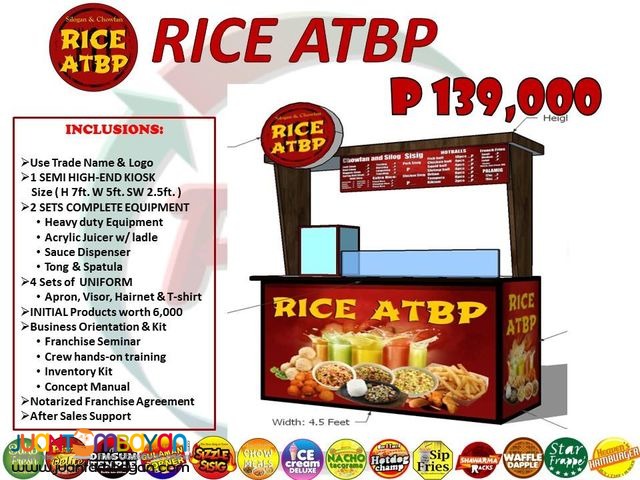 Snacku House and Rice Atbp food cart kiosk