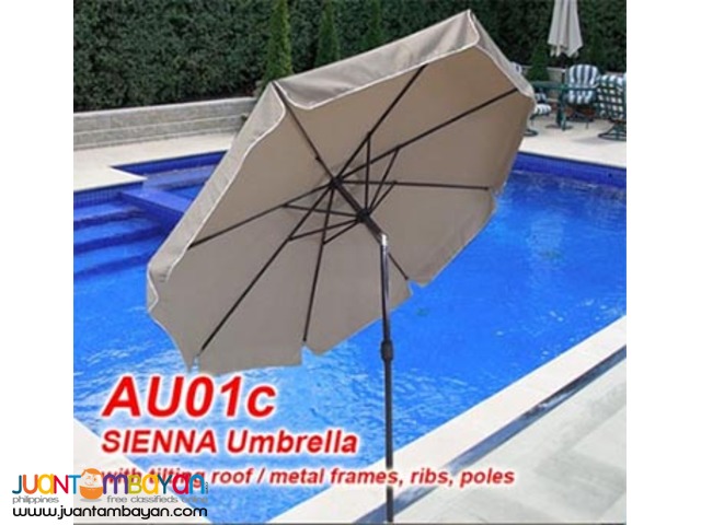 AU01 Wooden Umbrellas Fiber Siena Garden Beach Restaurants Pool Patio