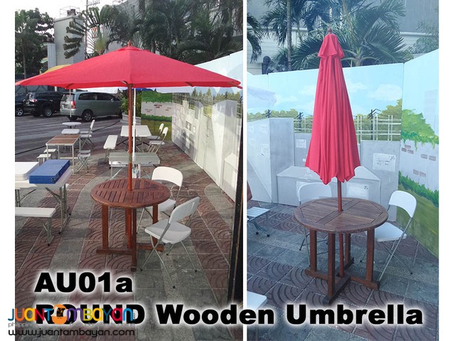 AU01 Wooden Umbrellas Fiber Siena Garden Beach Restaurants Pool Patio