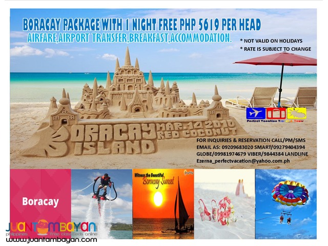 Boracay PACKAGE with 1 NIGHT FREE php 5619 Boracay PACKAGE with 1 NIGHT FREE php 5619