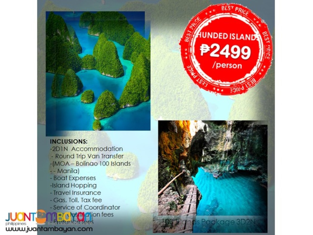 Affordable BOLINAO & HUNDRED ISLANDS 2D1N