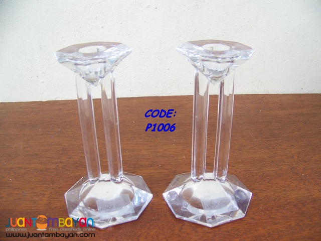P1006 Crystal Candle Holder. 1 Pair.