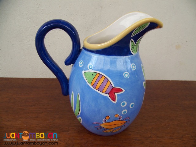 P1023 Hand Painted Pitcher Vase, from USA.