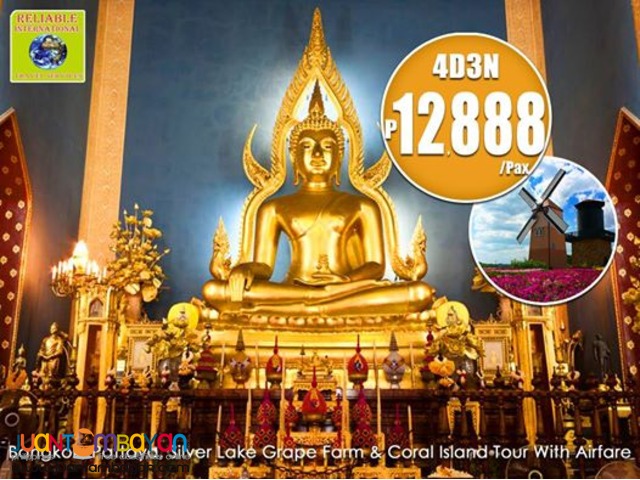 4D3N BANGKOK WITH OVERNIGHT PATTAYA + CORAL ISLAND TOUR & AIRFARE