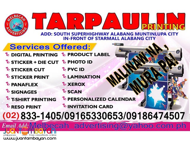 Melbecah Advertising Services - Quality Tarpaulin Printing Alabang