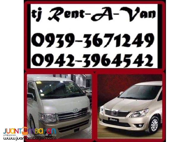 TJ RENT A VAN any point of Luzon