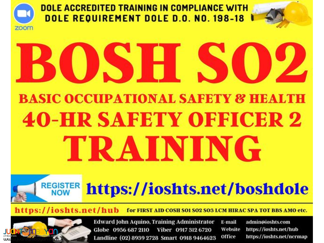 Weekend BOSH Training Safety Officer 2 DOLE Accredited Training