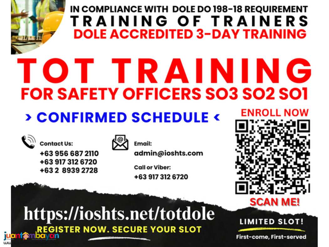 TOT Training of Trainer Online DOLE Safety Officer Training SO3 sO2 SO