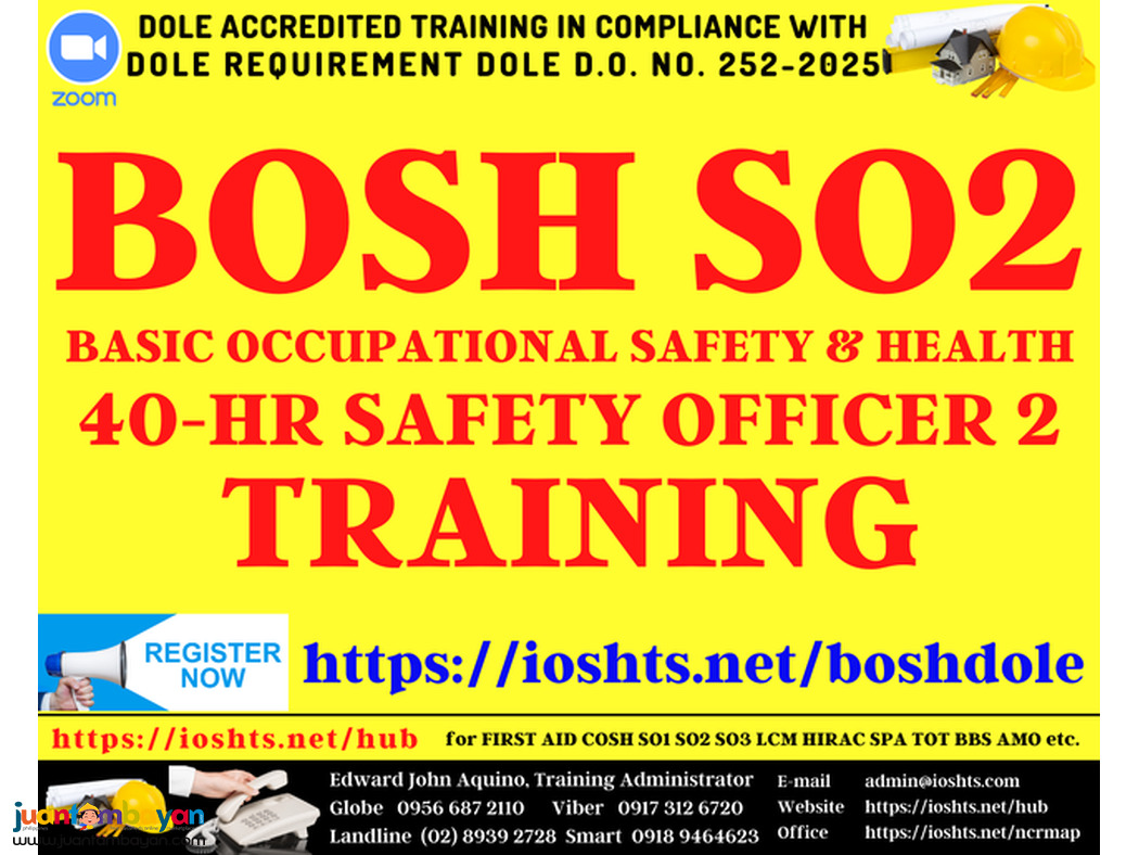 BOSH Training DOLE Accredited Safety Officer Training SO2 Training