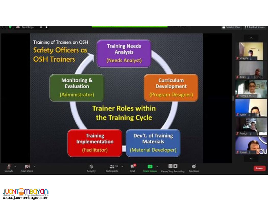 Online DOLE Training of Trainers Online TOT Training Safety Officer