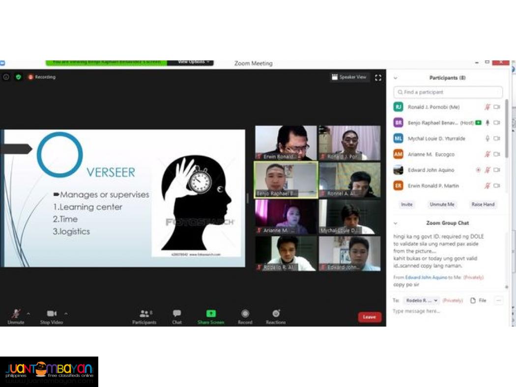 Online DOLE Training of Trainers Online TOT Training Safety Officer