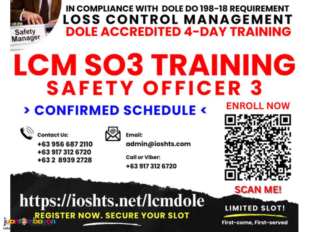 LCM Training DOLE SO3 Advanced OSH Training DOLE Safety Officer 3