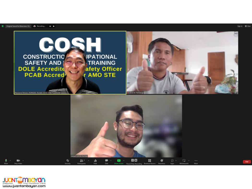 COSH Training PCAB DOLE COSH AMO STE Safety Officer Online COSH