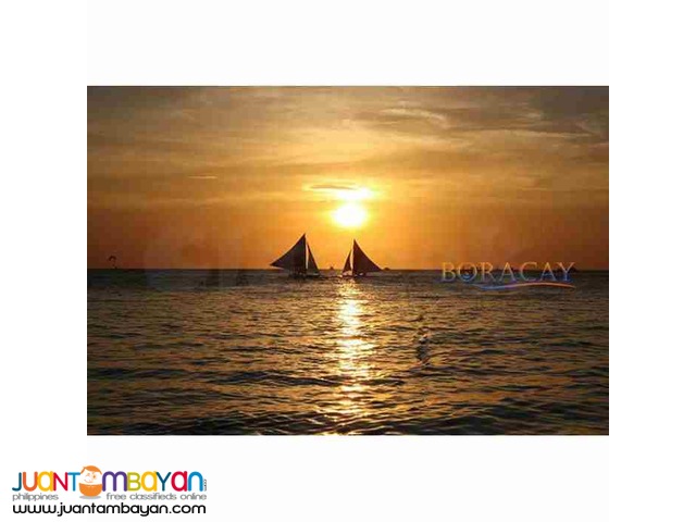 Boracay package, with its ocean full of romantic paraws during sunset