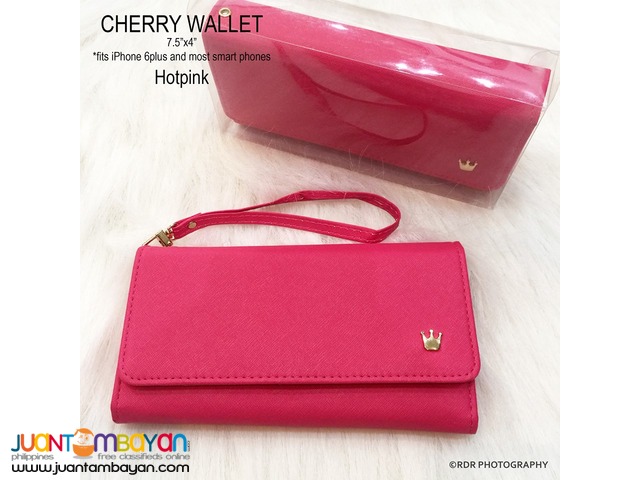 Hot Pink Cute and Classy Cherry Long Smart Wallets