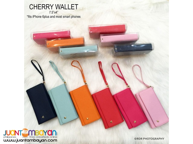 Navy Blue Cute and Classy Cherry Long Smart Wallets