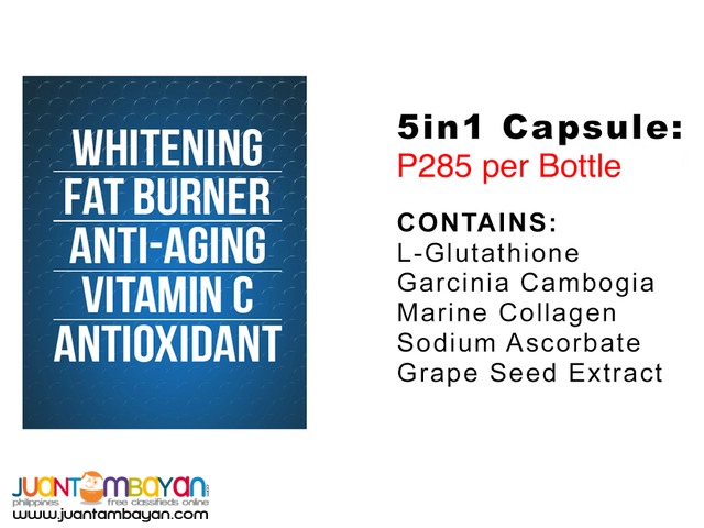 Food Supplement: 5in1  Whitening, Fat burner, Anti-aging