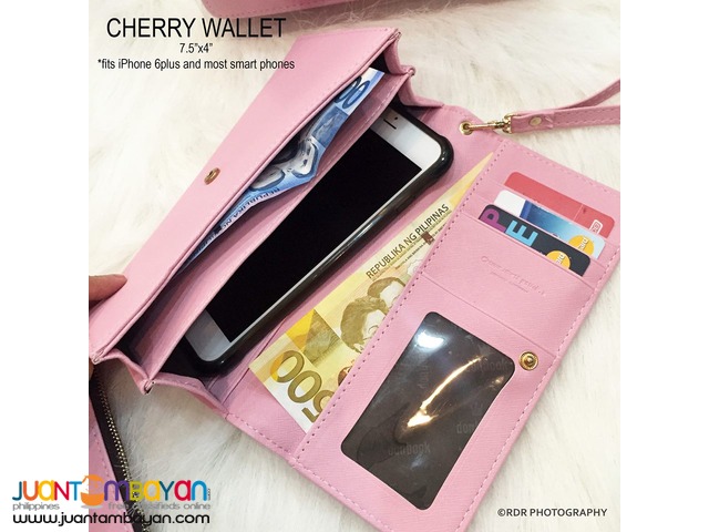 Baby Pink Cute and Classy Cherry Long Smart Wallets