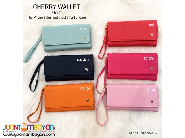 Baby Pink Cute and Classy Cherry Long Smart Wallets
