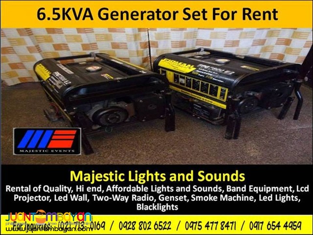 Generator Set (6.5KVA) For Rent Generator Set (6.5KVA) For Rent