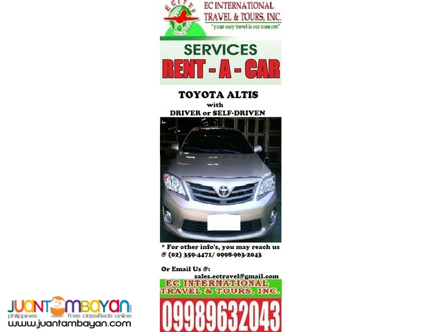 Cars for Rent in an affordable rates with driver or self driven