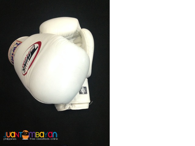 Twins Special 16oz All Leather Boxing Gloves in White