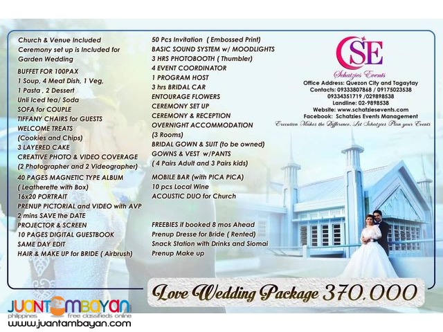 Wedding package Tagaytay Caleruega and Chapel on the Hill