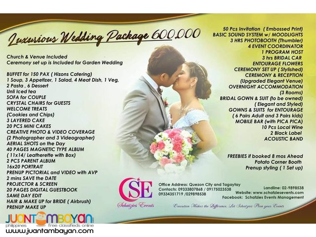 Wedding package Tagaytay Caleruega and Chapel on the Hill