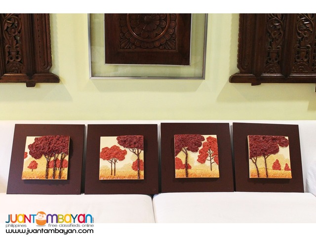 Wall Decor 3D embossed Art Frame Red Autumn 