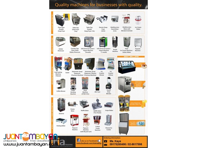 Ice Cream Machine, Slush Machine, and other FOOD SERVICE EQUIPMENT Ice Cream Machine, Slush Machine, and other FOOD SERVICE EQUIPMENT