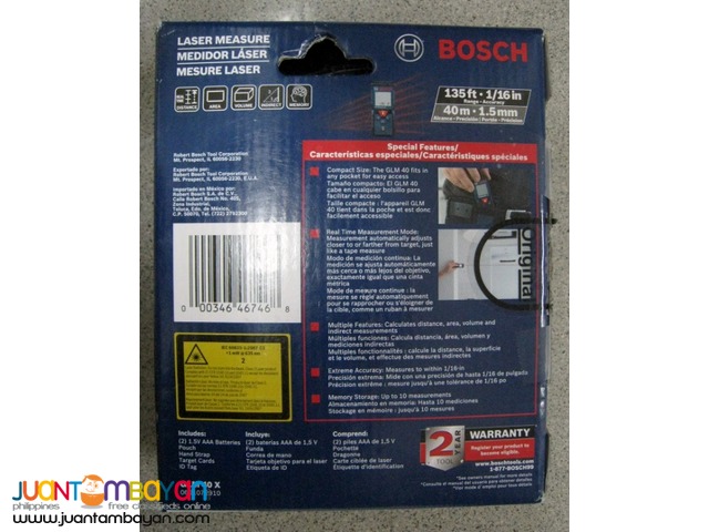 Bosch GLM 40 X Laser Distance Measure with 135- feet Range