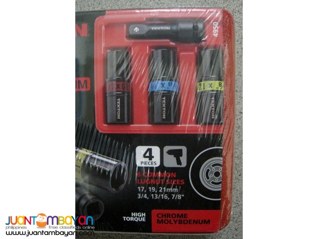 Tekton 4950 4-pc 1/2-in Drive Lug Nut Flip Impact Socket Set