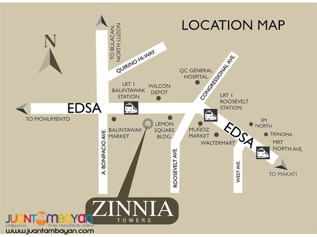 2Bedroons High Rise Condo Zinnia Towers in Quezon City Munoz