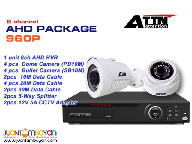 CCTV 8channel AHD Package 1.0MegaPixel