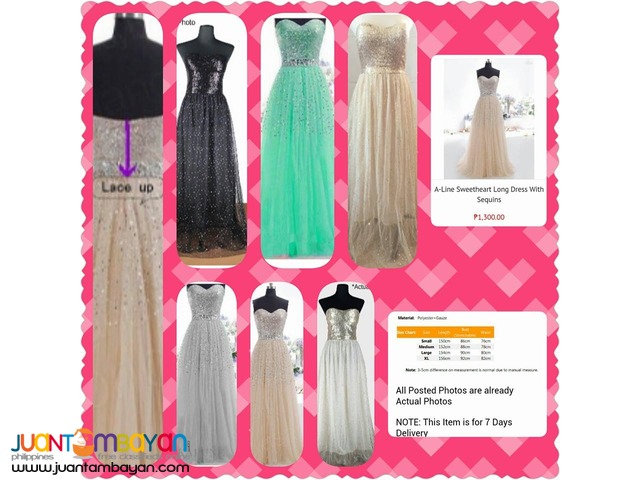 A-Line Sweetheart Long Dress with Sequins