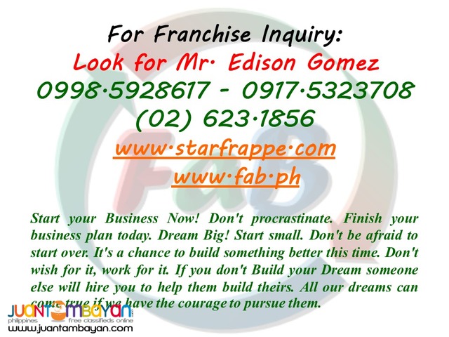 How to Franchise Star Frappe 0917-1254451/ 0933.8262370