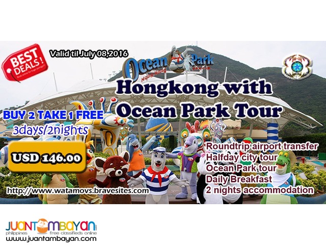 Buy 2 Take 1 Free Hongkong With Ocean Park Tour