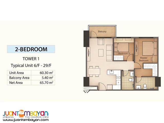 Condo 2BR for as low as P39,186 mo equity