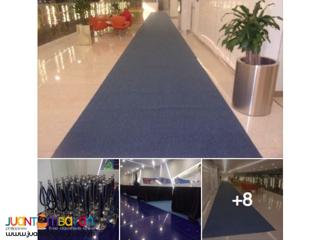BLUE CARPET AND STANCHIONS FOR RENT