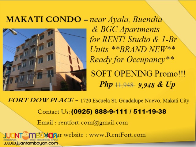 FORT Condo for RENT Apartment BGC EDSA Kalayaan Makati 10K NEW