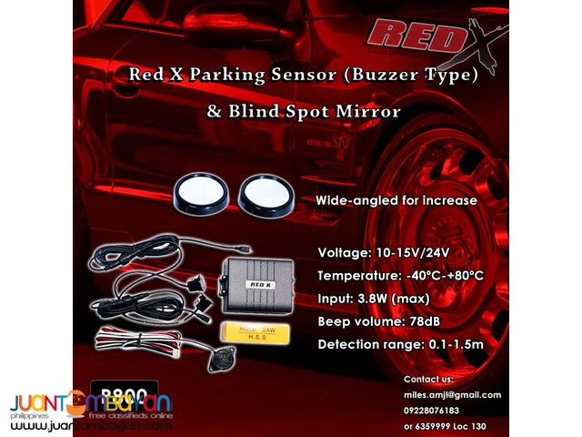 Red x Parking Sensor Buzzer Type + Red x Blind Spot Mirror Red x Parking Sensor Buzzer Type + Red x Blind Spot Mirror