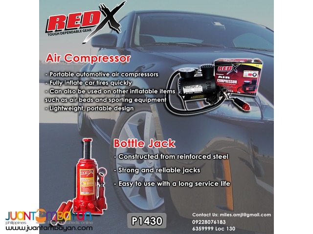 Red X Air Compressor + Red X Bottle Jack 4T Red X Air Compressor + Red X Bottle Jack 4T