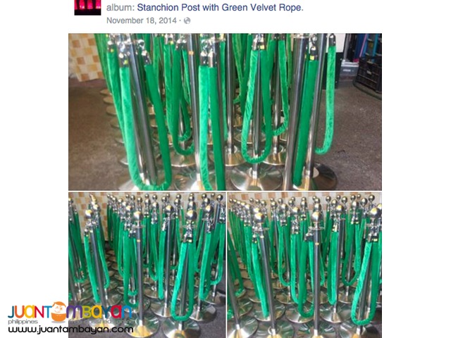 30 STANCHIONS WITH GREEN VELVET ROPE MAKATI AREA 30 STANCHIONS WITH GREEN VELVET ROPE MAKATI AREA