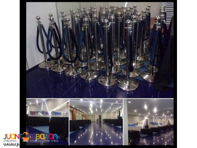 40 PCS STANCHIONS WITH BLUE VELVET ROPE FOR RENT 40 PCS STANCHIONS WITH BLUE VELVET ROPE FOR RENT