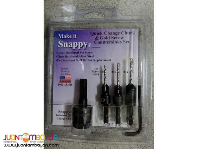 Snappy PN 43400 3-piece Countersink Set with Quick Change Chuck