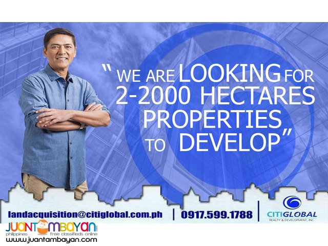 We are searching for properties 2-2000 Hectares in BATANGAS