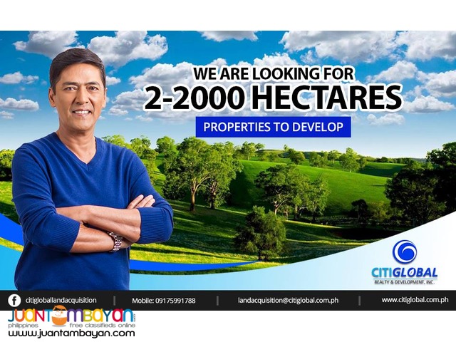We are looking for properties 2-2000 hectares in DAVAO We are looking for properties 2-2000 hectares in DAVAO